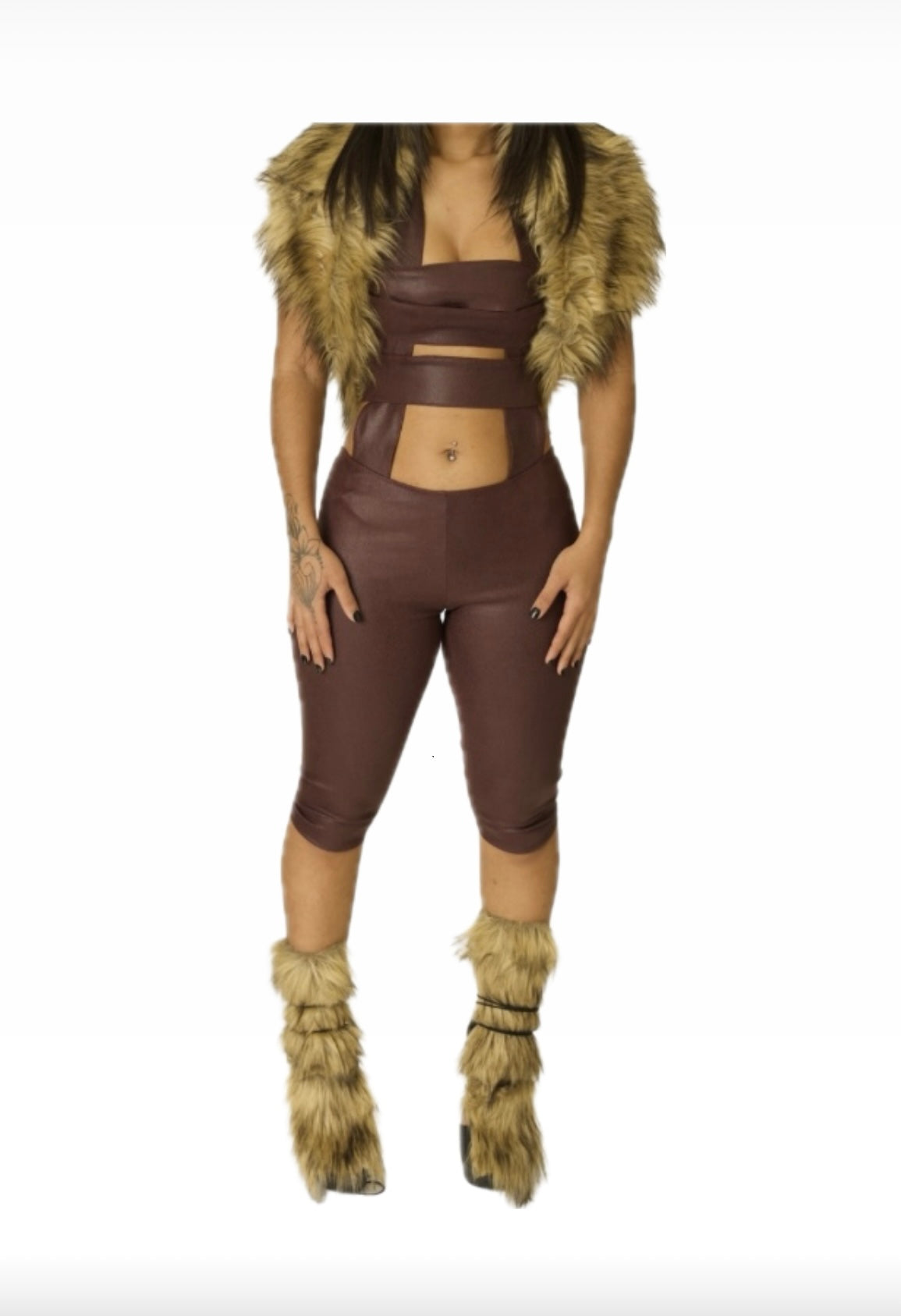 Bandage bodysuit capri Burgundy