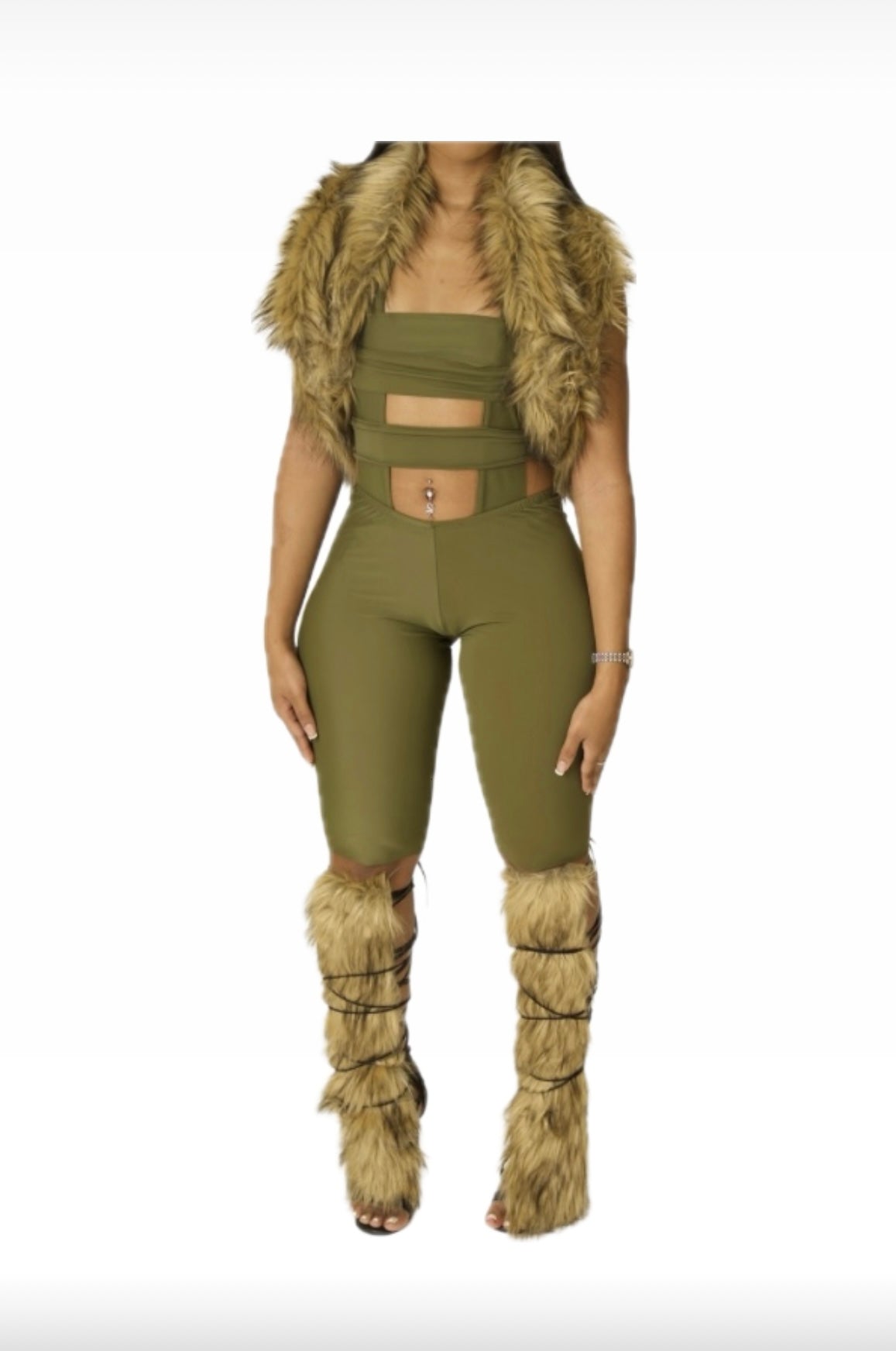 Bandage bodysuit Capri Army green